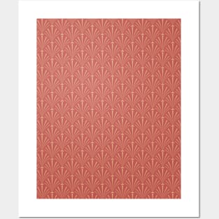 Art Deco Palm Pattern in Coral Posters and Art